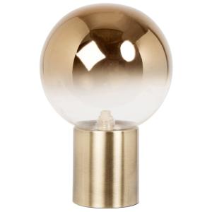 Lámpara de metal dorado con bola de vidrio transparente y d…