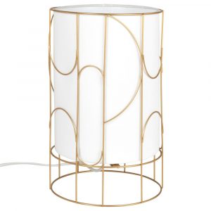 Lámpara de metal dorado y algodón blanco