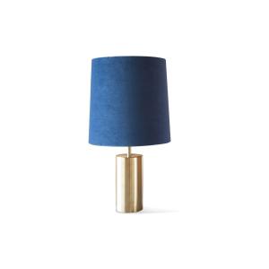 Lámpara de metal dorado y terciopelo azul
