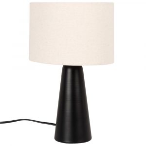 Lámpara de metal negro con pantalla de algodón crudo