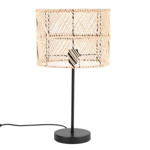 Lámpara de metal negro y mimbre