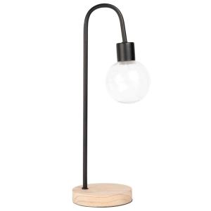 Lámpara de metal negro y pino