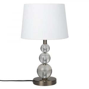 Lámpara de metal y cristal con pantalla blanca