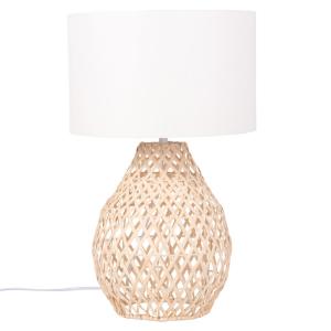 Lámpara de mimbre con pantalla blanca