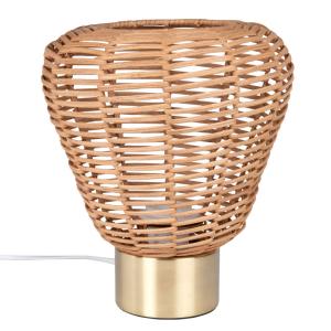 Lámpara de mimbre y metal dorado