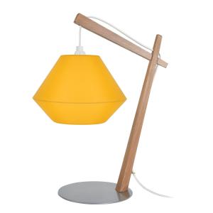 lámpara de noche madera natural y amarillo