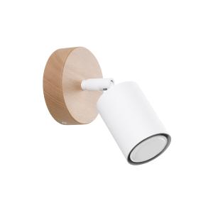 Lámpara de pared madera blanca acero/madera  alt. 16 cm