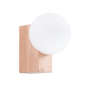 Lámpara de pared madera natural/blanco madera/vidrio