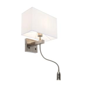 Lámpara de pared moderna de acero con pantalla blanca