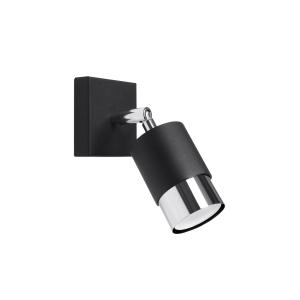 Lámpara de pared negro/cromo acero  alt. 16 cm