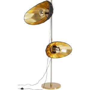 Lámpara de pie Acero con 2 pantallas doradas y negras H2
