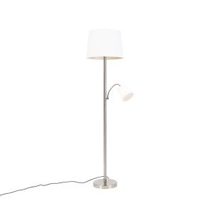 Lámpara de pie clásica acero pantalla blanca flexo 65 x 38…