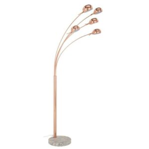 Lámpara de pie con 5 focos orientables de metal cobrizo H.…