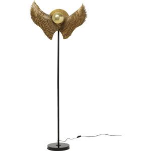 Lámpara de pie con dos alas de pájaro aluminio dorado y gra…