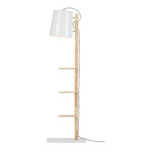 Lámpara de pie con estantes en metal madera blanco 168cm
