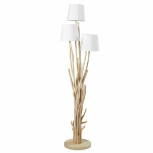 Lámpara de pie de madera de deriva con pantalla blanca Alt.…