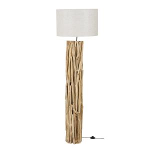 Lámpara de pie de madera de samán con pantalla de yute Alt.…