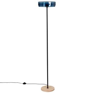 Lámpara de pie de metal azul y madera de hevea Alt. 157