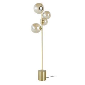 Lámpara de pie de metal dorado con 4 bolas de cristal ámbar…