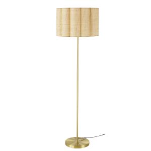 Lámpara de pie de metal dorado con pantalla de rafia Alt. 1…