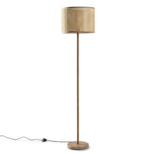 Lámpara de pie de metal imitación madera, altura 161 cm