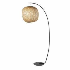 Lámpara de pie de metal negro mate y bambú trenzado Alt. 18…