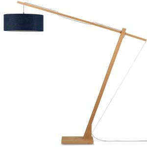 Lámpara de pie en bambú lino azul vaquero 207cm