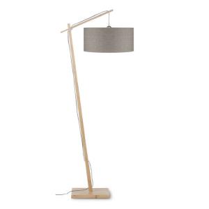 Lámpara de pie en bambú natural y lino madera gris 176cm