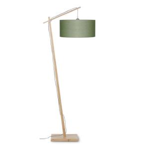 Lámpara de pie en bambú natural y lino madera verde caqui 1…
