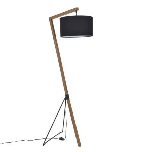 Lámpara de pie en madera metal negro 160cm