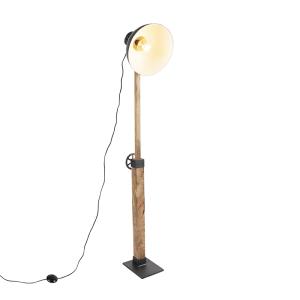 Lámpara de pie industrial negra madera 30 x 24 x 146    (cm…