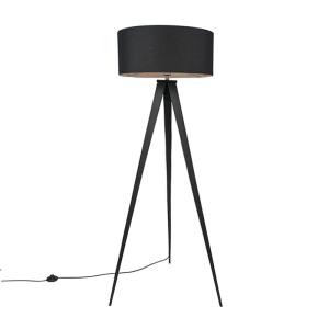 Lámpara de pie negra moderna con pantalla negra 65 x 145 (c…