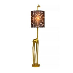 Lámpara de pie original forma de girafa dorado y pantalla d…