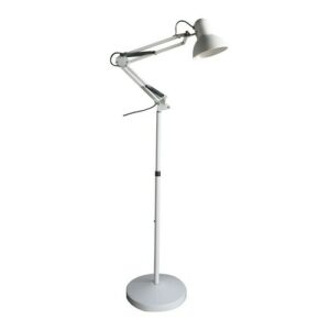 Lámpara de pie retro blanco articulada de metal