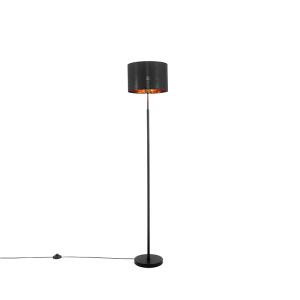 Lámpara de pie textil negro 30 x 150 (cm)