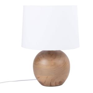 Lámpara de pino con pantalla blanca