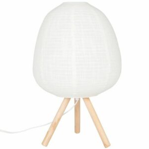 Lámpara de pino con pantalla de algodón color crudo