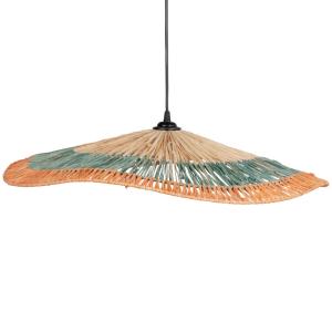 Lámpara de rafia verde y naranja D.50