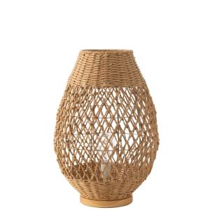 Lámpara de sobremesa de metal y madera beige 38x38x54.5 cm