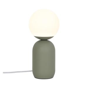 Lámpara de sobremesa minimalista verde con esfera blanca