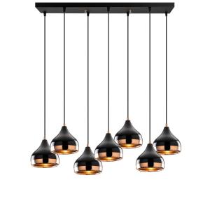 Lámpara de suspensión de alambre negro y cobre  7 luces