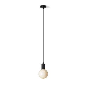 Lámpara de suspensión negra con bombilla LED opal