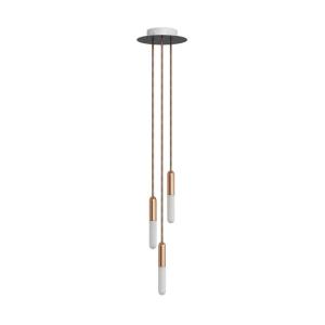 Lámpara de techo 3 caídas de color cobre con rosetón negro…
