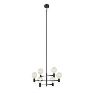 Lámpara de techo 6 luces 3 brazos ajustable metal negro 62c…