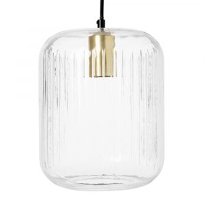 Lámpara de techo campana de cristal y metal dorado
