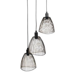 Lámpara de techo con 3 pantallas de alambre de metal negro…