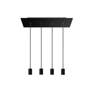 Lámpara de techo con 4 focos negros y florón de 675 mm