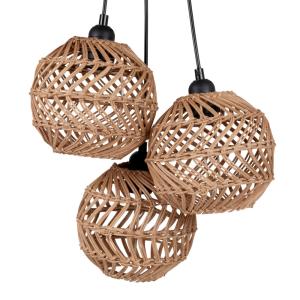 Lámpara de techo con diseño de racimo de ratán y cristal