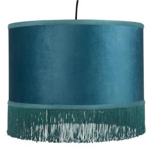 Lámpara de techo con flecos de terciopelo azul pato