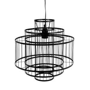 Lámpara de techo con múltiples tambores de alambre negro